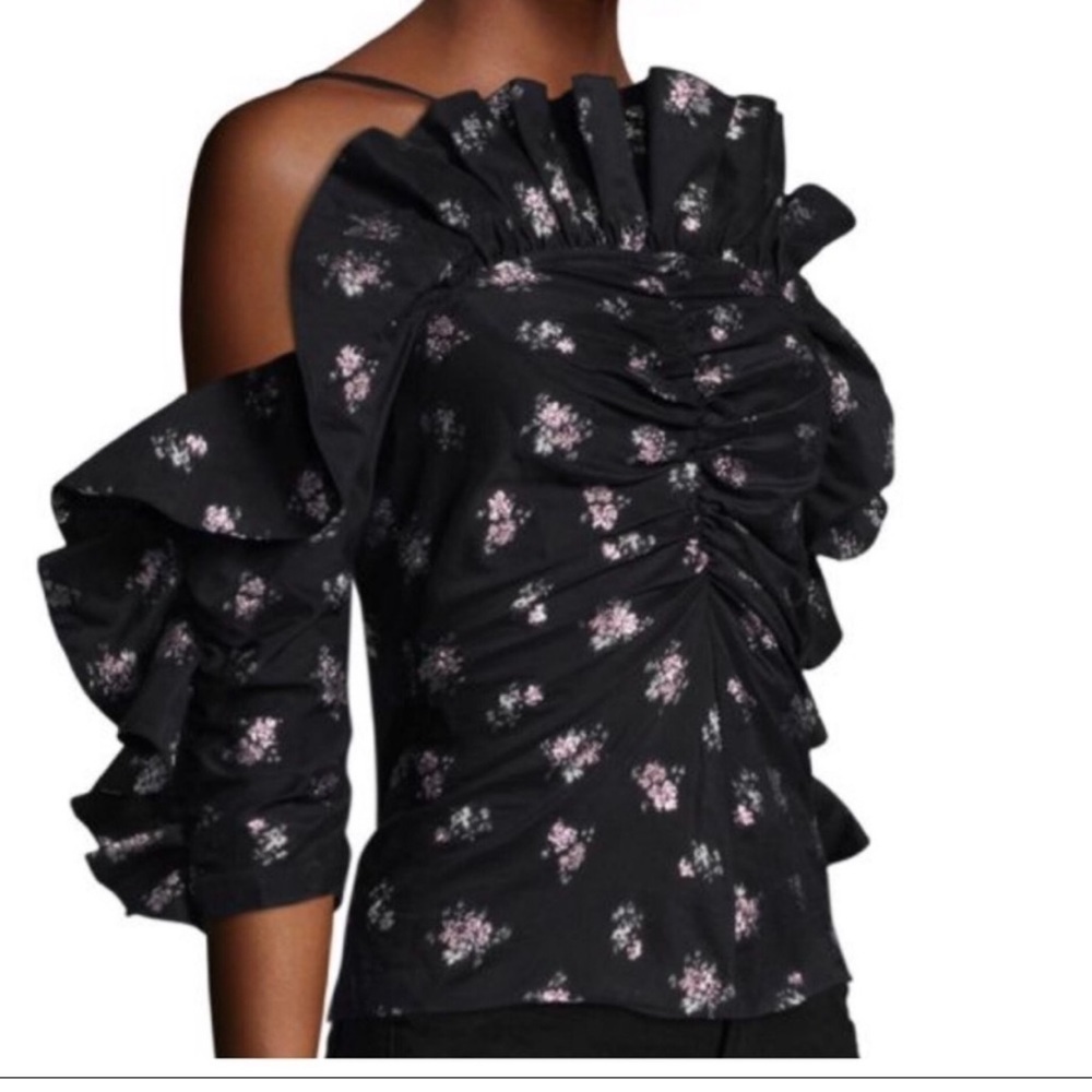 Rebecca Taylor Off Shoulder Floral Jacquard Top size 4